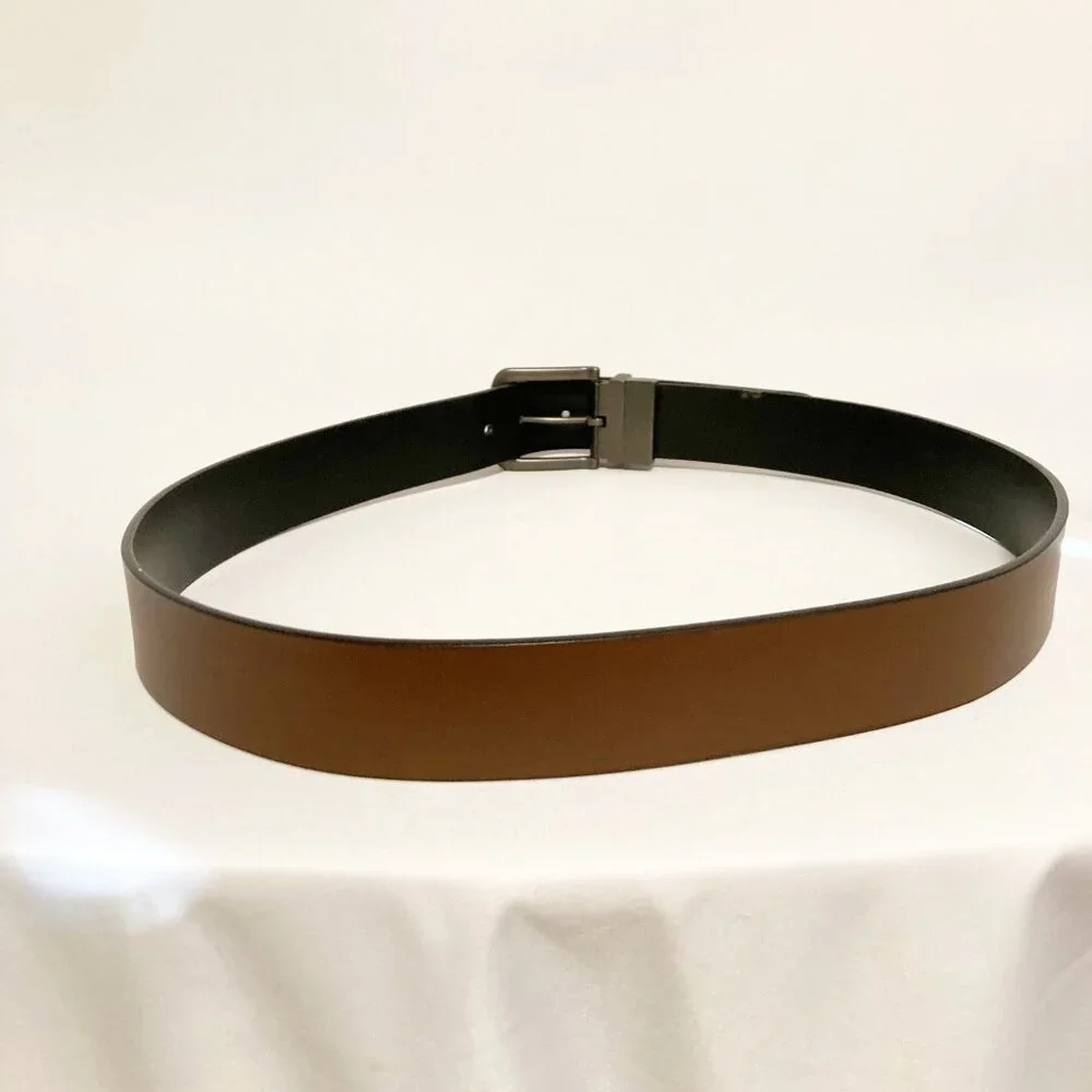 Timberland Reversible Leather Belt Black Brown Pewter Buckle 43